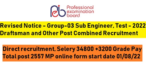 MP Group-3 Sub Engineer, Draftsman and Other Post Recruitment Test – 2022
