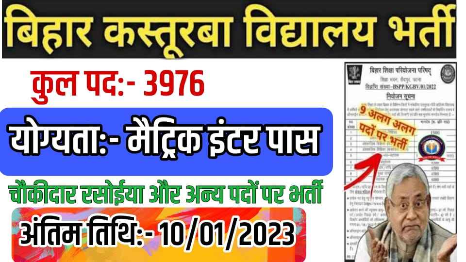 KGBV Bihar various Recruitment 2023 | Total Vacancy 3970