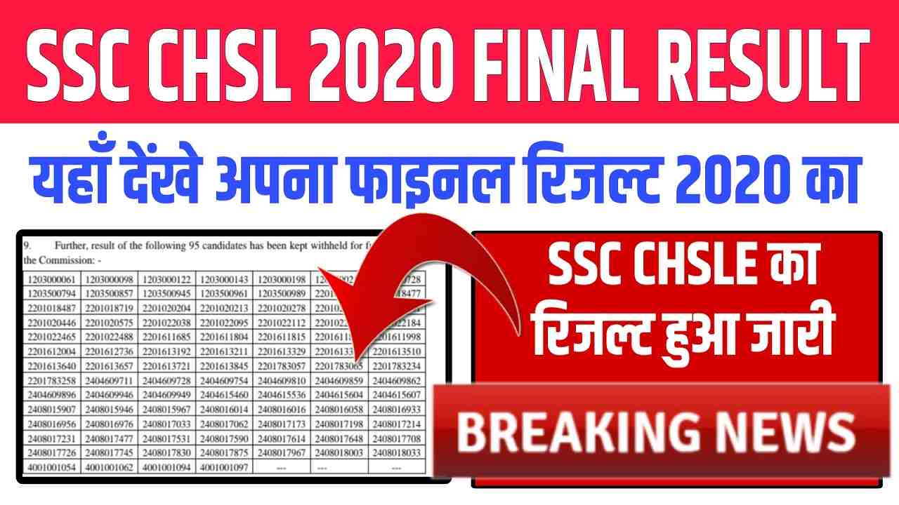 SSC CHSL 2020 Final Result Declare Download Now Direct link at SSC.nic.in
